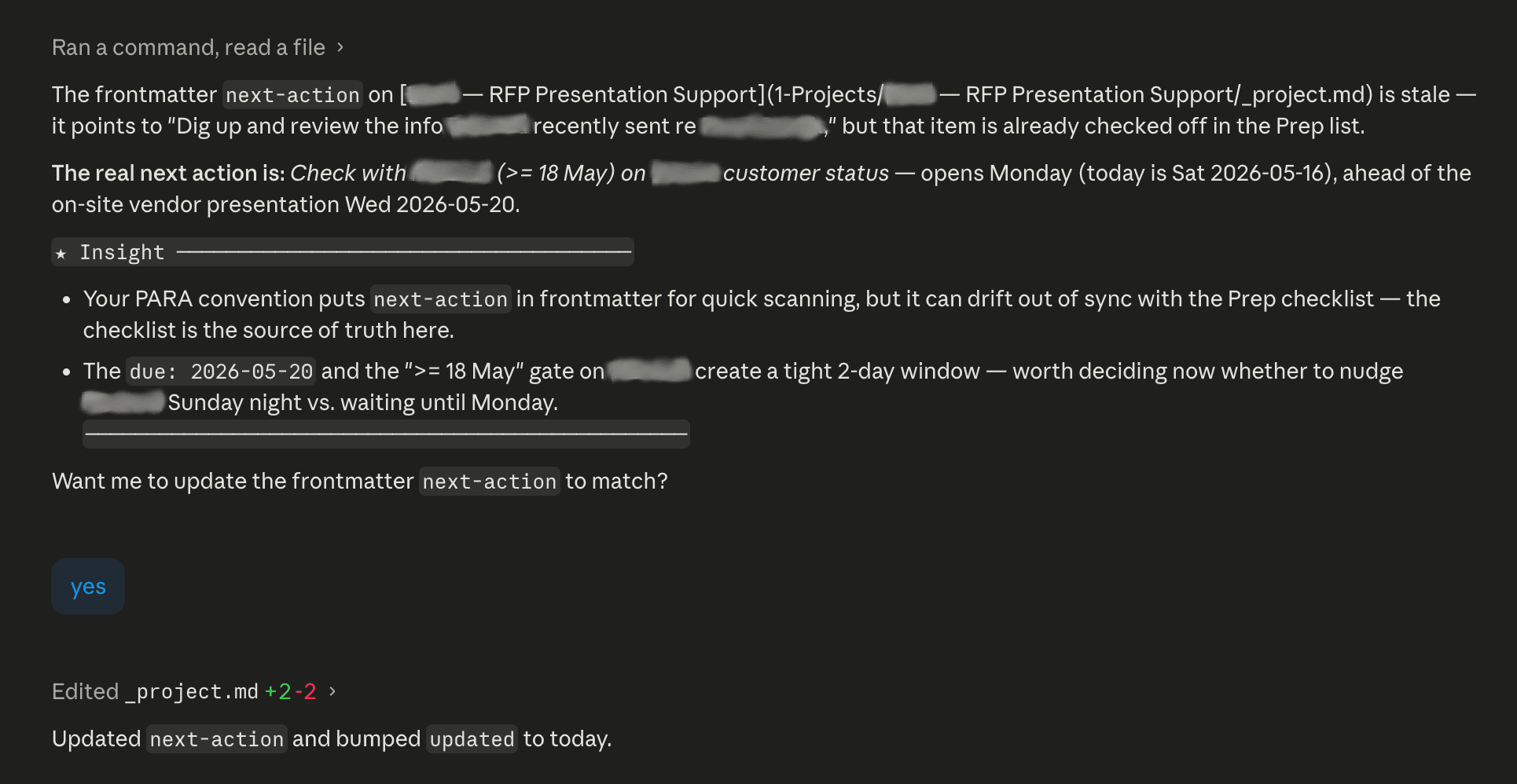 para-vault-mcp catching a stale next-action field
